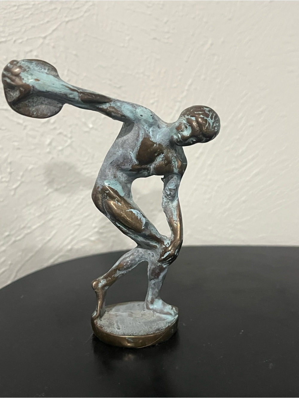 Bronze-Tone Patina Discus Athlete Statue - Men disc Inspired